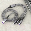 New 6A 100W 3 in 1 Fast Charging Cable Micro USB Type-C IOS Android Charger Cable for iP Phone Cable
