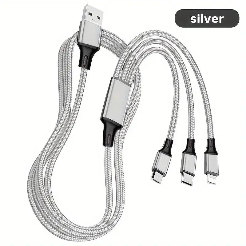 New 6A 100W 3 in 1 Fast Charging Cable Micro USB Type-C IOS Android Charger Cable for iP Phone Cable