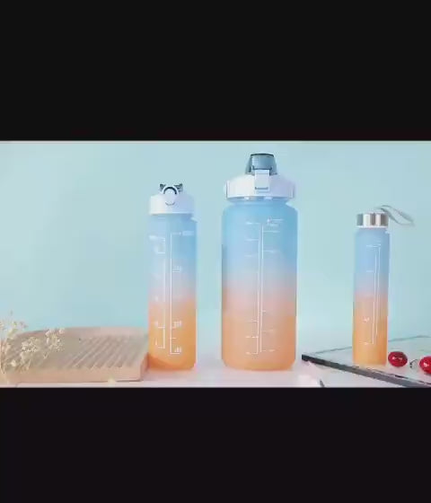 3 Size Gradient Water Bottles Set for Gym Office School