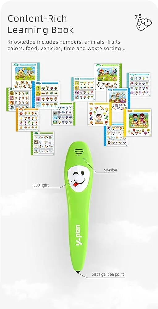 Kids Smart Talking Pen & 36-Pages Interactive Learning Book